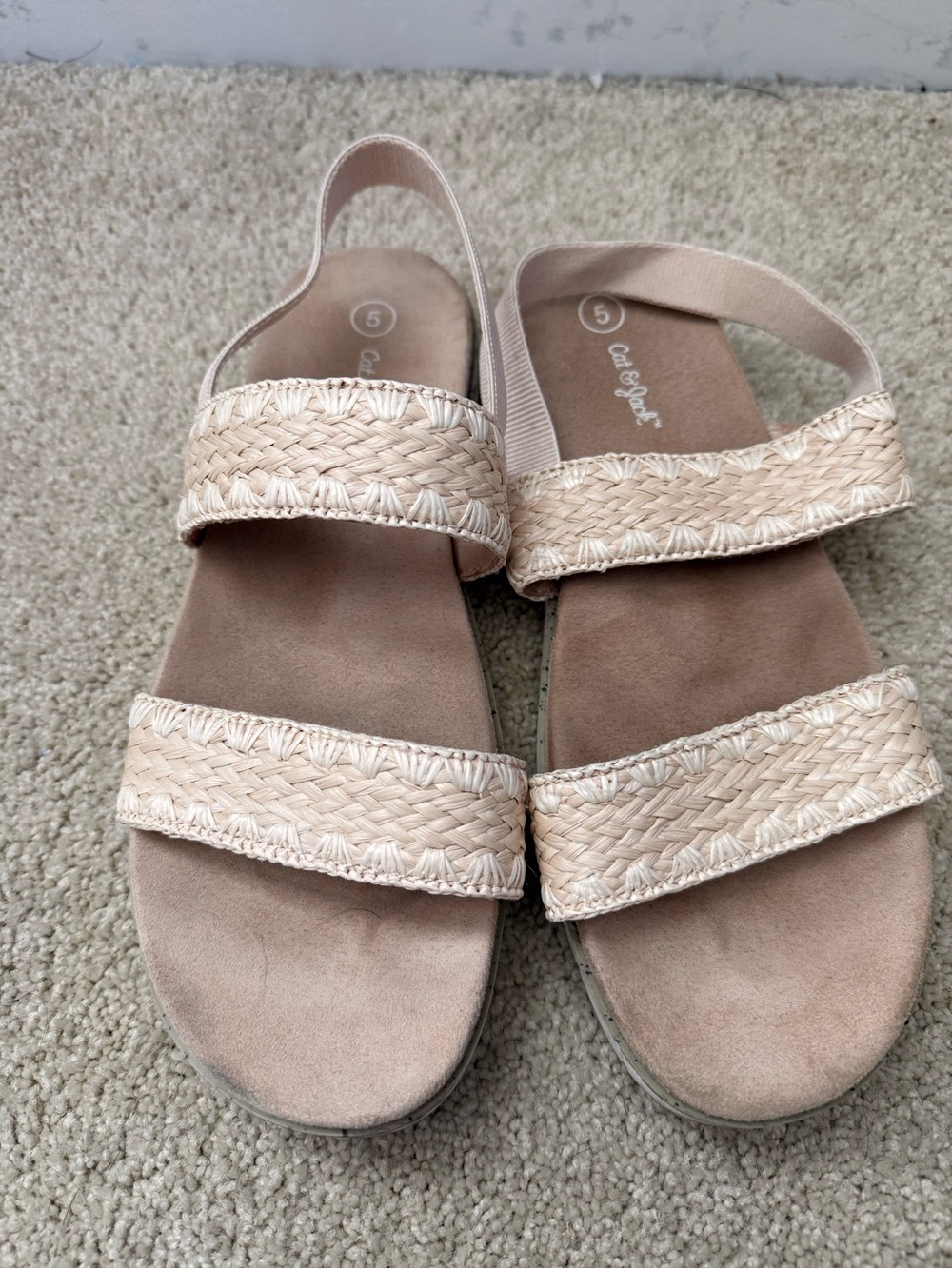 Cat & Jack Neutral Braided Strap Slingback Sandals - Light Beige